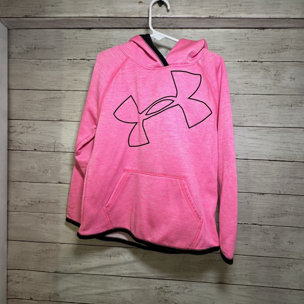 Under Armour Sweater Girls Small Hot Pink Pullover Sweatshirt Hoodie Youth